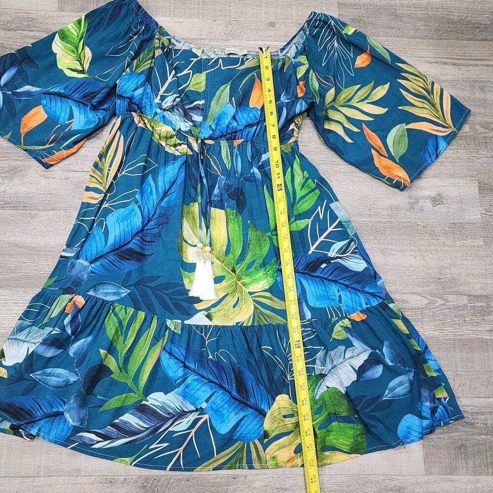 Dona Jo Floral Bohemian Midi Dress Womens Blue/Multicolor Sizes Large - Picture 4 of 8